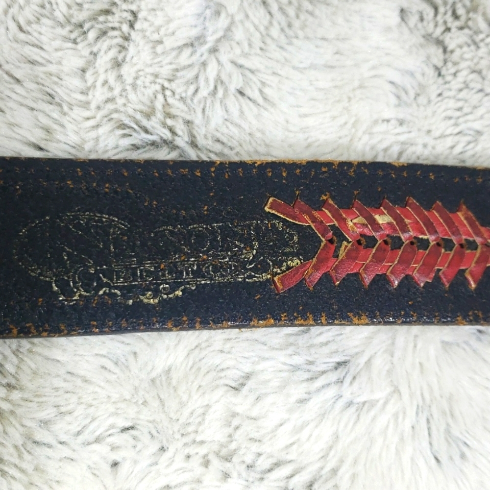 Antique Stephen Handmade Leather, Western Cowboy Black & Brown Men Belt B 508 40 - Picture 11 of 13